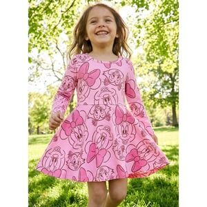 Disney Minnie Mouse Girls Toddler Size: 18 M Dress Pink Pullover Long Sleeve NWT